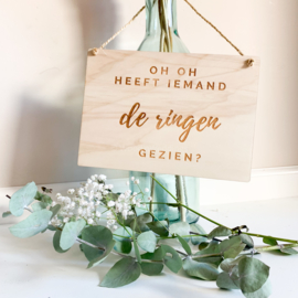 Houten bord bruidskinderen | Ringen