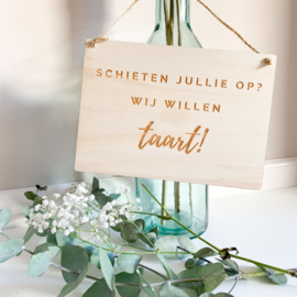 Houten bord bruidskinderen | Taart