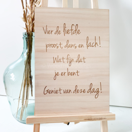 Houten welkomstbord