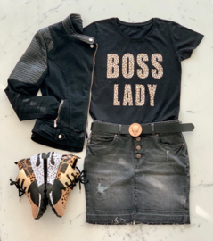 "BOSS LADY"  Leopard Black or White T-Shirt