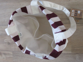 Strandtas in creme/donker rood