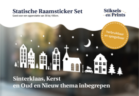 Statische raamsticker set Sint en Kerst