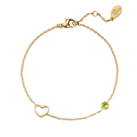 Birthstone bracelet august gold/peridot