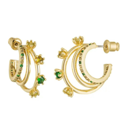 Earrings twist gold/green