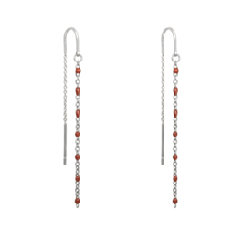 Earrings chain donna silver/red