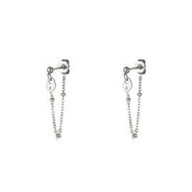 Earrings chain lock silver