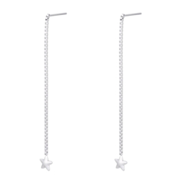 Earrings star chain silver