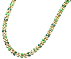 Necklace leaves gold/green