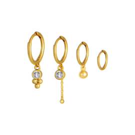 Earrings four in a row gold