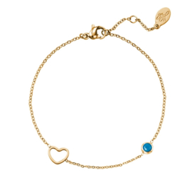 Birthstone bracelet december gold/turquoise zircon