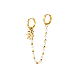 Double earring pearl chain gold