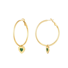 Earrings hearts charm gold/green