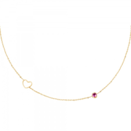 Birthstone necklace july gold/ruby