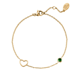 Birthstone bracelet may gold/emerald