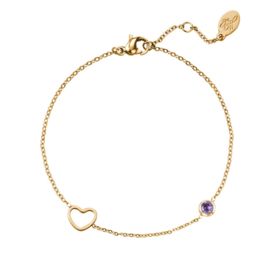 Birthstone bracelet february gold/amethyst