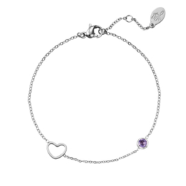 Birthstone bracelet february silver/amethyst