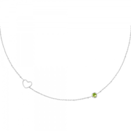 Birthstone necklace august silver/peridot