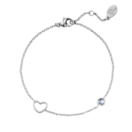 Birthstone bracelet march silver/aquamarine