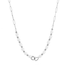 Necklace pearl silver