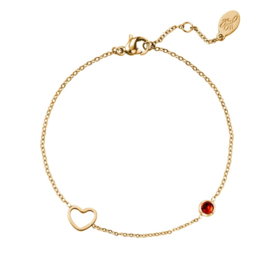 Birthstone bracelet january gold/garnet