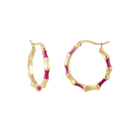 Earrings Colored gold/fuchsia