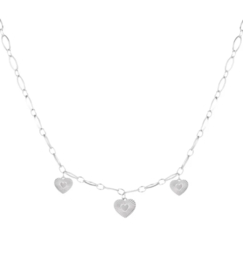 Necklace three hearts silver