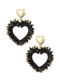 Earrings glamour heart black