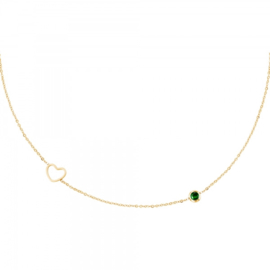 Birthstone necklace may gold/emerald