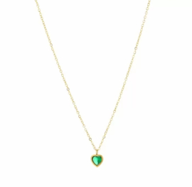 Necklace zirkonia gold/green