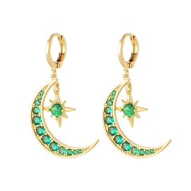 Earrings Moon gold/green