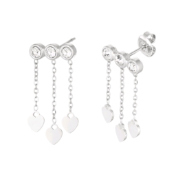 Earrings heart stones silver