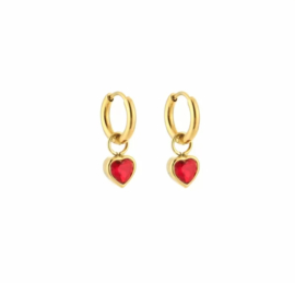 Earrings zirkonia gold/red