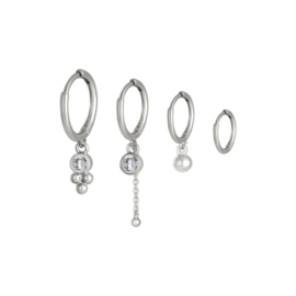 Earrings four in a row silver