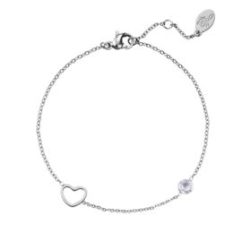 Birthstone bracelet june silver/moonstone