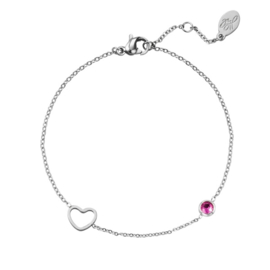 Birthstone bracelet july silver/ruby