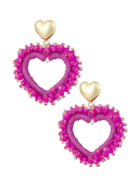 Earrings glamour heart fuchsia