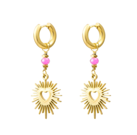 Earrings heart pink gold