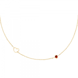 Birthstone necklace january gold/garnet