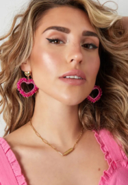 Earrings glamour heart fuchsia