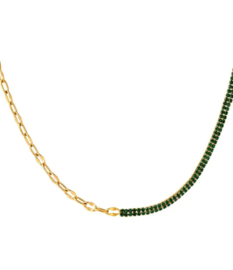 Necklace sparkle gold/green