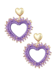 Earrings glamour heart lila