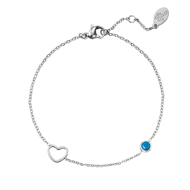 Birthstone bracelet december silver/turquoise zircon