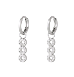 Earrings strass round silver