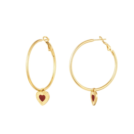 Earrings hearts charm gold/red