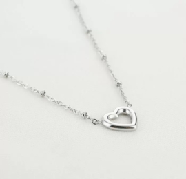 Necklace open heart silver