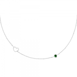 Birthstone necklace may silver/emerald