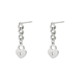 Oorbel Locked heart chain