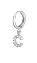 Oorbel Initial A/Z zilver - one piece