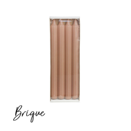 Dinerkaarsen ribbel BRIQUE - 4 stuks