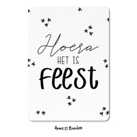 Ansichtkaart - Hoera het is feest